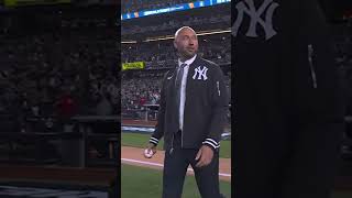 Derek Jeter throws the first pitch ahead of WorldSeries Game 3 [upl. by Hadria]