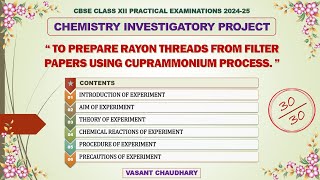 CBSE Class 12 Chemistry Investigatory Project  Preparation of Rayon Thread  Vasant Chaudhary [upl. by Linette]