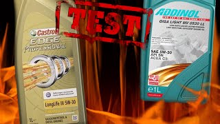 Castrol Edge Professional Longlife III 5W30 kontra Addinol Giga Light LL 5W30 Test 400°C [upl. by Eilhsa]