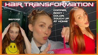 Copper Hair Root  Color Touch Up at Home for the First Time [upl. by Bachman]