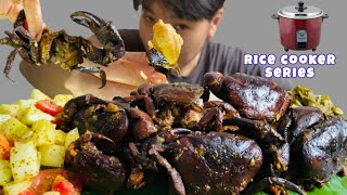 Waikhu 🦀 in a rice cooker  Crunchy crab Mukbang  rice cooker series  Meitei Mukbang [upl. by Ruthe]