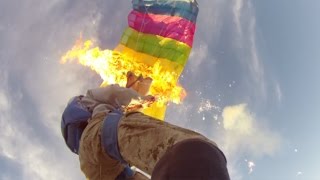 Skydivers Set Fire To Parachutes During Jump [upl. by Hertzog]