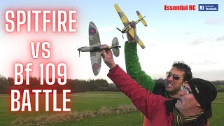 MINI SPITFIRE vs MESSERSCHMITT Bf 109 BATTLE  Eachine RC Warbirds [upl. by Adar]