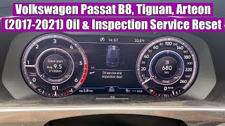 Volkswagen Passat B8 Tiguan Arteon Atlas Oil service amp Inspection due Service Light Reset [upl. by Nyrmak]