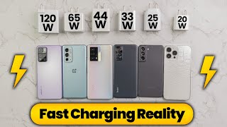 Reality of Fast Charging Smartphones😶  120 vs 65 vs 44 vs 33 vs 25 vs 20 Watts Charging Test [upl. by Akers703]