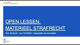 Open lessen UGent  Opleiding Criminologie  Materieel strafrecht [upl. by Marielle]