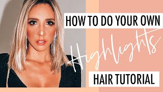 DIY How to highlight hair at home using a cap  Brown hair with blonde highlights tutorial [upl. by Naek]