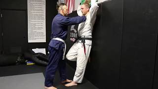 Helio Gracie Self Defense 5 Two Hand Front Choke Defense Against a Wall [upl. by Rigdon]