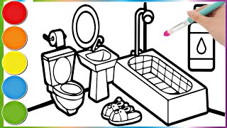 Dessin peinture et coloriage de toilettes pour enfants  Les bases du dessin [upl. by Briano]