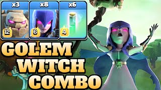 Golem Witch With Invisibility Spell Th15 Attack Strategy 3 Golem  8 Witch  6 Invisibility  COC [upl. by Chiles]