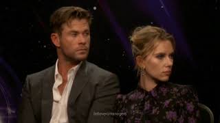 Chris Hemsworth letting Scarlett Johansson lean on him during Avengers Endgame Interview [upl. by Ylrebnik]