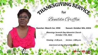 Thanksgiving Service for the life of Benilda Griffin [upl. by Free759]