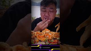 asmr spicy and spicy salad eat with fried salmon belly 3 foodentertainment asmr mukbang food [upl. by Nagek]