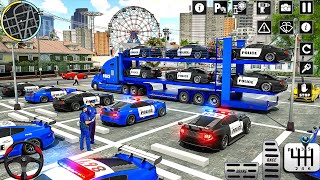 US Police Car Transporter Driving Simulator  Police Trailer Truck Driver 3D  Android GamePlay 2 [upl. by Ateerys]