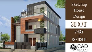 How to Design House in Sketchup  30x70 Complete Tutorial [upl. by Meece]