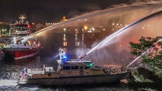 RARE FDNY Fireboats Battle Massive Fire in Vacant Factory Brooklyn 2nd Alarm Box 3842 [upl. by Rocher362]