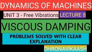 LECT 8  PROBLEMS IN VISCOUS DAMPING UNIT 3 DOM IN TAMIL AU MECHANICAL ENGINEERINGDHRONAVIKAASH [upl. by Muhcon]