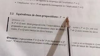 Algèbre 1 s1 MIP Logique Equivalence de deux propositions P et Q [upl. by Hughett]