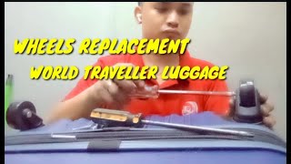 LUGGAGE WHEELS REPLACEMENT WORLD TRAVELLER LUGGAGE junreltv [upl. by Rubia]