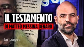 Roberto Saviano racconta lultimo interrogatorio di Messina Denaro quotÈ il suo testamento” [upl. by Nenad]