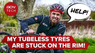 How To Remove Tubeless Bike Tyres From Your Wheel Rim  GCN Tech [upl. by Anahs]