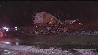 Tractortrailer accident on I80 in Mercer County [upl. by Toll]