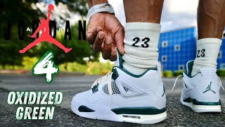 THE SHOE THAT WILL COME BACK amp HAUNT MANY JORDAN 4 OXIDIZED GREEN DETAILED REVIEW amp ON FEET W LACE [upl. by Bartholomeus224]