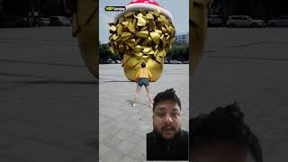 Gold statue broken with small ball funny satisfying relaxingsatisfying memes shorts [upl. by Frayda]