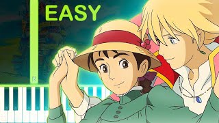 HOWLS MOVING CASTLE THEME  EASY Piano Tutorial [upl. by Ermey309]