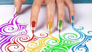 10 Dziwnych Trików dla Paznokci  Manicure na Powrót do Szkoły Używając Przyborów [upl. by Aenyl]