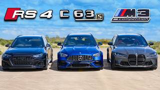 New AMG C63 vs BMW M3 vs Audi RS4 DRAG RACE [upl. by Meilen]