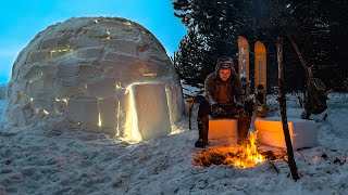 Winter bushcraft camping  Building an IGLOO ASMR [upl. by Sollows955]