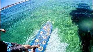 SURFING THE GLASSIEST PORTUGAL PERFECTION RAW POV On a rented Longboard [upl. by Thgiwd484]