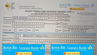 How to Fill Canara Bank New Account Opening Form in 2024 [upl. by Acimad]