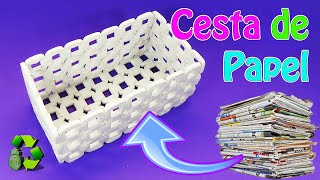 Manualidades Cesta de papel periódico Reciclaje Ecobrisa DIY [upl. by Marice]