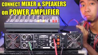 BASIC POWER AMP SETUP  Mixer amp Speaker Connection  StereoParallelBridge Mode Guide  TUT [upl. by Suiddaht]