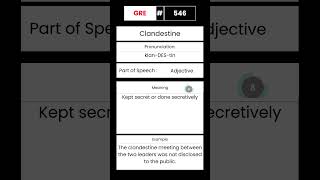 GRE Vocabulary builder for English 546 Word Clandestine GRE English Vocabulary Shorts [upl. by Alleirbag]