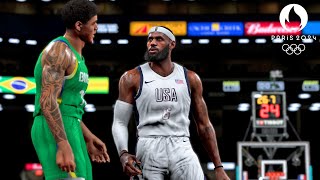 NBA 2K24 Live Simulation  USA vs Brazil FULL GAME  Olympic Mens Basketball Quarterfinals [upl. by Ardnuhsor]