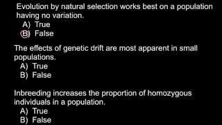 Truefalse questions about evolution and selection [upl. by Leeban383]