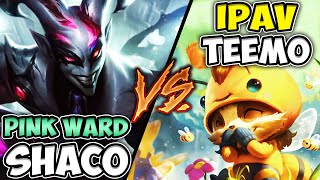 PINK WARD SHACO VS IPAV TEEMO TOP BATTLE OF THE ANNOYING ONE TRICKS  League of Legends [upl. by Thebault]