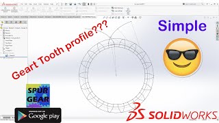 How to make Gear tooth Profile in Solidworks solidworks solidworkstutorial [upl. by Olenka]