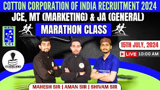 Cotton Corporation of India Exam Classes 2024  CCI Marathon Class 2024  CCI JCE Marathon Class [upl. by Aillimat992]