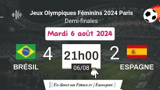 Jeux Olympiques 2024  Brésil 42 Espagne en direct sur francetv  Eurosport  06082024 à 21 h [upl. by Addie]