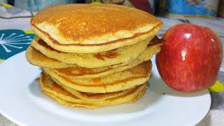 Pancakes de Avena y Manzana 🍎 Saludables y Esponjosos sin harina 😍 fácil rápido y delícioso 😋 [upl. by Ellimac]