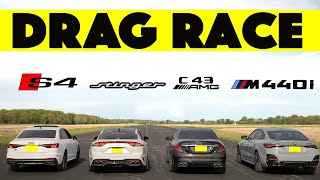 2024 M440i GranCoupe vs Kia Stinger GT vs Audi S4 vs Mercedes Benz C43 AMG Drag and Roll Race [upl. by Dmitri]