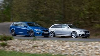 Audi RS4 Avant vs Vauxhall VXR8 Tourer Holden HSV Clubsport  performance estate car showdown [upl. by Morra]