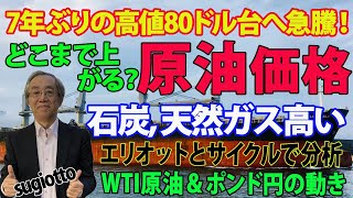 WTI原油価格は国際需要の急拡大に加え、石炭価格や天然ガスの高騰の影響も大きいと思われます。一方、OPEC＋の増産量は11月も40万バレルのみでした。エリオットサイクルで予測。2021年10月13日 [upl. by Kaehpos]