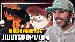 MUSIC DIRECTOR REACTS  Jujutsu Kaisen  OP 1 and OP 4 FULL [upl. by Ardin368]