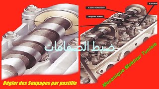 Régler des Soupapes par pastille ضبط الصمامات بواسطة وسادة الضبط  Tappet setting 4 cylinder engine [upl. by Alissa]