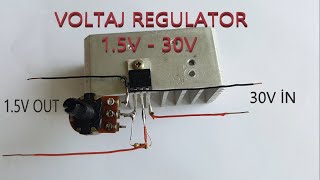 Basit voltaj regülatör devresi  YAPIMI  Simple regulator circuit construction  30V TO 15V [upl. by Stacia775]